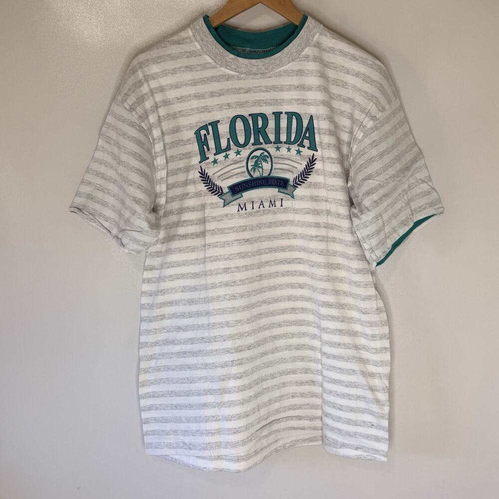 Vintage 90s Florida Miami Sunshine State Single Stitch Made In USA Graphic Tee L